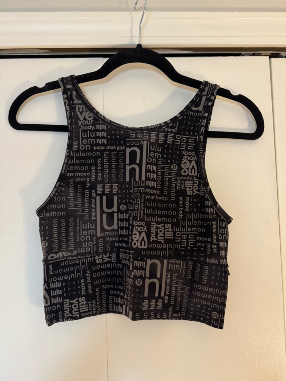 lululemon athletica Black & Gray Logo-Print Cropped Tank